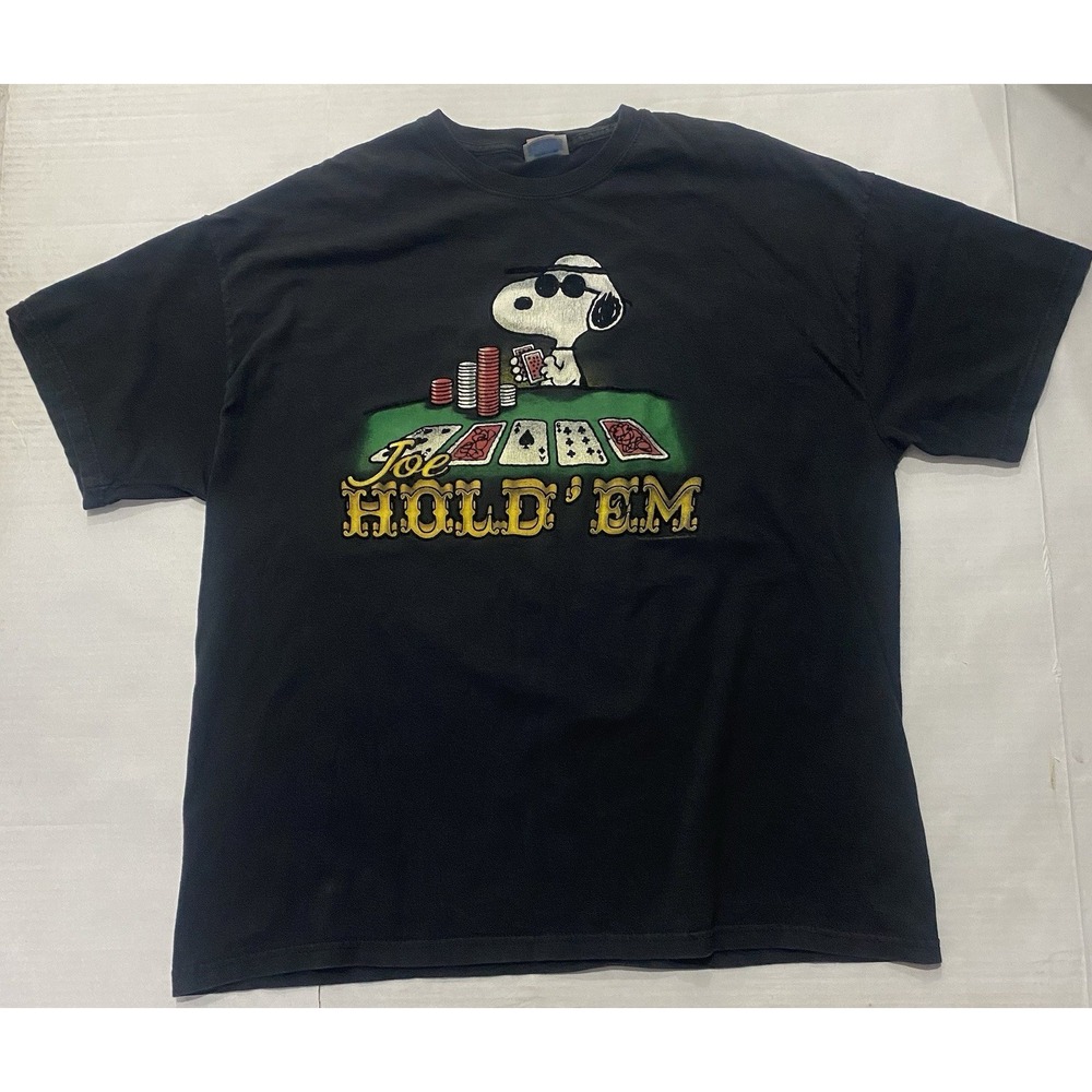 Vintage Peanuts Snoopy Joe Texas Hold Em Poker T. Size 2XL